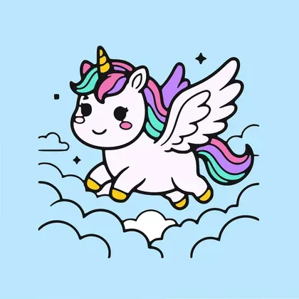 Unicorn With Wings color by number page