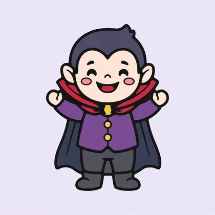 Cute Little Vampire Friend color by number page