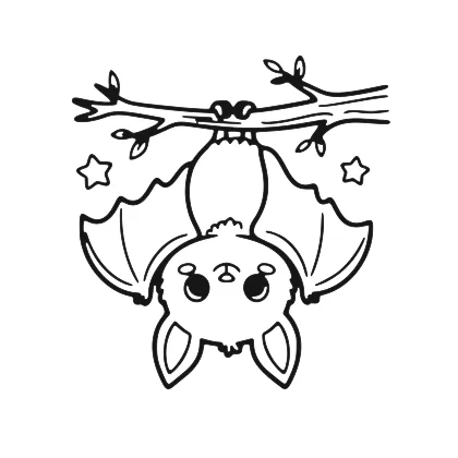 Cute Little Hanging Bat coloring page