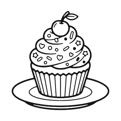 Birthday Cupcake coloring page