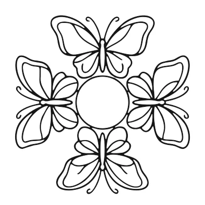 Symmetrical Butterfly Mandala Pattern coloring page