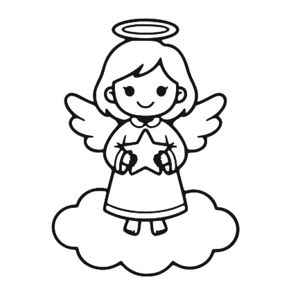Sweet Little Star Angel coloring page