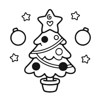 Shining Christmas Star Tree coloring page
