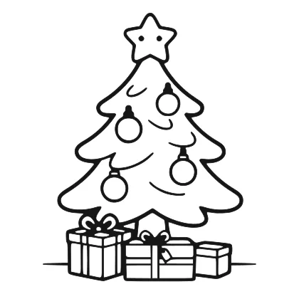 Christmas Tree With Presents coloring page
