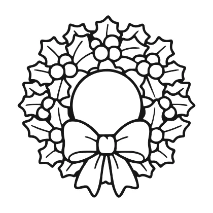 Festive Christmas Wreath coloring page