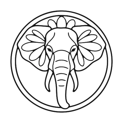 Peaceful Elephant Mandala Design coloring page