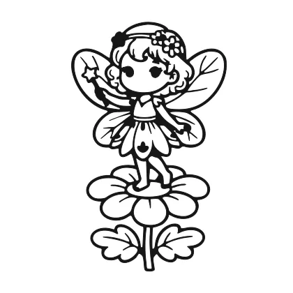 Sweet Fairy on a Flower coloring page