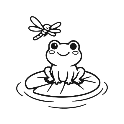 Frog on a Lily Pad coloring page
