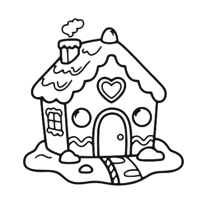 Sweet Gingerbread Cottage coloring page