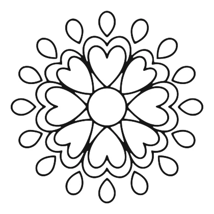 Symmetrical Heart Mandala Design coloring page