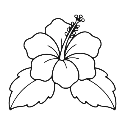 Blooming Tropical Hibiscus Flower coloring page