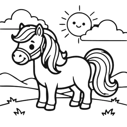Horse in a Field coloring page