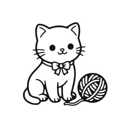 Kitten With Wool coloring page