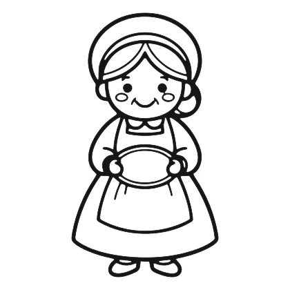 Smiling Mrs Claus with Treats coloring page