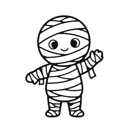Friendly Little Mummy Waving coloring page