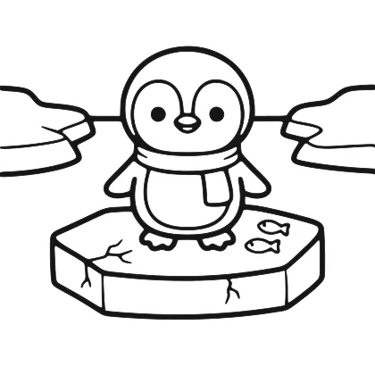 Penguin on the Ice coloring page