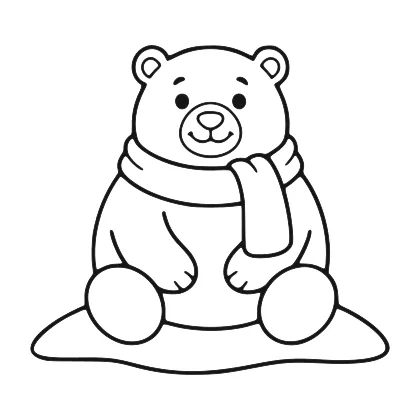 Cozy Polar Bear in Scarf coloring page