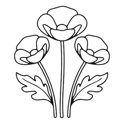 Three Blooming Poppies coloring page