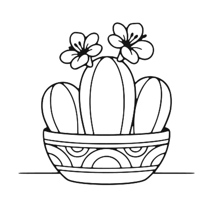 Potted Desert Cactus Trio coloring page