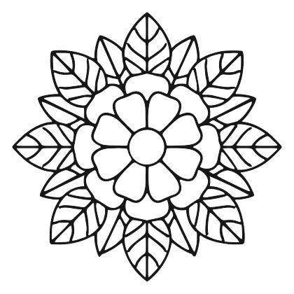 Symmetrical Blooming Rose Mandala coloring page