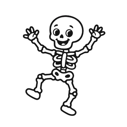 Dancing Happy Little Skeleton coloring page