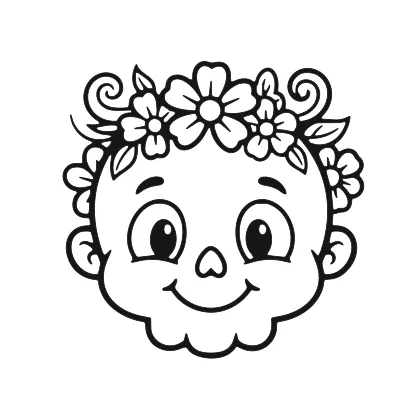 Friendly Floral Skull coloring page