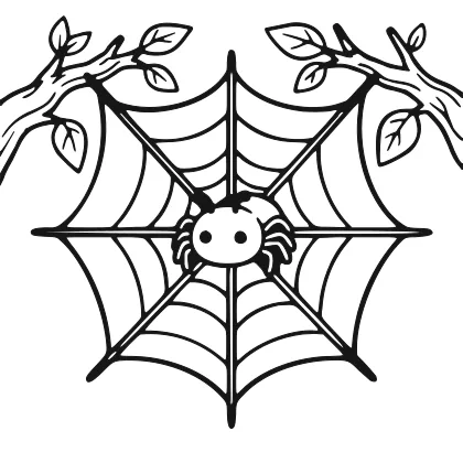 Friendly Spider in Web coloring page