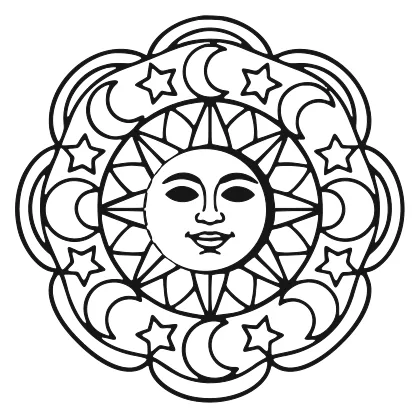Sun and Moon Mandala coloring page