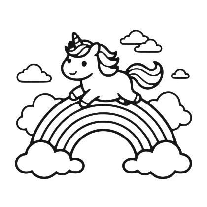Unicorn With a Rainbow coloring page